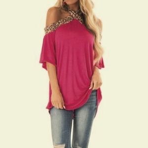 Pink Long Sleeve Cold Shoulder Top NWT!